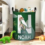 Personlig søt dinosaur stor vanntett oppbevaringskurv med navn og initialer med håndtak bursdagsgave til gutter og jenter