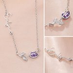 Minimalista personalizado Tulipán Birthstone collar con nombre de lado Navidad Día de la Madre Cumpleaños de regalo para las mujeres