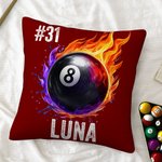 Taie d'Oreiller Personnalisée avec Nom Numéro à Motif Balle de Sport Bourrage à Choix Cadeau Anniversaire Noël pour Amateur de Sport de Balle