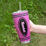 Gepersonaliseerde Multicolor Glitterkrijt Ontwerp 30oz Naam Gebogen Tumbler met Rietje Terug naar School Waardering Gift voor Leraar