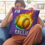 Taie d'Oreiller Personnalisée avec Nom Numéro à Motif Balle de Sport Bourrage à Choix Cadeau Anniversaire Noël pour Amateur de Sport de Balle