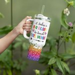 Personalised Faux Glitter Crayon Design 40oz Tumbler with Name Lid and Straw Appreciation Teacher's Day Gift for Teacher