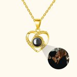 Personalisierte Herz Foto Projektion Zirkon  Halskette mit „Ich liebe dich“ in 100 Sprachen Jahrestag Geburtstag Geschenk für Damen