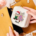 Personalised Cartoon Character Christmas Tree Leather Travel Jewellery Box with Name Portable Jewellery Case Christmas Gift for Women Girls