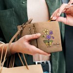 Personalisierte Multi-Fach Geburt Blume Leder gefaltet Armband Brieftasche mit Karteninhaber und Name Geburtstag Brautparty Geschenk für Frauen