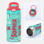 Borraccia da 350 ml personalizzata con nome cannuccia in silicone e coperchio antigoccia regalo per il ritorno a scuola per bambini