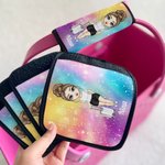 Personalized Cartoon Girl Woman Character Set of 2 Glitter Luggage Handle Wraps with Name and Contact Card Travel Accessories BIrthday Gift for Her