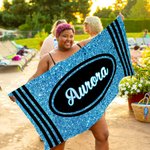 Personalisierte Oversized Crayon Faux Glitter Quick Dry Strandtuch mit Namen Teacher's Day Sommerurlaub Accessoire Geschenk für Lehrer