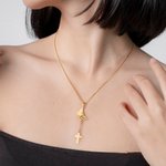 Personalized Dainty Birth Month Butterfly Cross Necklace Christian Jewellery Birthday Gift for Women
