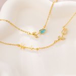 Minimalista personalizado Tulipán Birthstone collar con nombre de lado Navidad Día de la Madre Cumpleaños de regalo para las mujeres