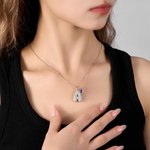Personalizada Pave Circón 3D Puff Letra Inicial Colgante Collar con Piedra de Cumpleaños Joyería Dainty Cumpleaños Aniversario Regalo para Mujeres