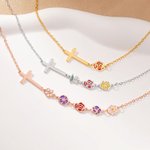 Personalisierte Sideway Kreuz Emaille 1-10 Geburt Blumen Halskette Christian Schmuck Weihnachten Geburtstag Geschenk für Frauen