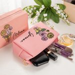 Personalizado Multicolor Nacimiento Flor Bouquet Bolsa de Maquillaje con Nombre Cumpleaños Viaje Esenciales Regalo para Mujeres