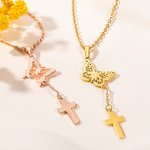Personalized Dainty Birth Month Butterfly Cross Necklace Christian Jewellery Birthday Gift for Women