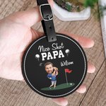 Personlig Nice Shot Face Photo Bärbar läder Golf Tee-hållare med namn och bältesspänne Födelsedag Sporttillbehör Present för golfälskare