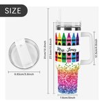 Personalised Faux Glitter Crayon Design 40oz Tumbler with Name Lid and Straw Appreciation Teacher's Day Gift for Teacher