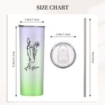 Personalized Line Drawing Birth Flower Horse Gradient 20oz Name Insulated Tumbler with Lid and Straw Birthday Gift for Women Horse Lovers