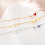Minimalista personalizado Tulipán Birthstone collar con nombre de lado Navidad Día de la Madre Cumpleaños de regalo para las mujeres