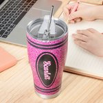 Gepersonaliseerde Multicolor Glitterkrijt Ontwerp 30oz Naam Gebogen Tumbler met Rietje Terug naar School Waardering Gift voor Leraar