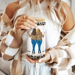 Personalised Floral Leopard Badass Sister Cartoon 20oz Frosted Name Glass Cup with Bamboo Lid and Straw Birthday Gift for Besties Friends