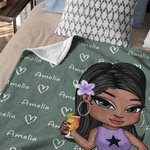 Personnalisé Cartoon Y2K Girl Cozy Soft Throw Blanket with Name Home Decor Birthday Gift for Women Girls
