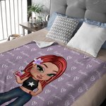Personnalisé Cartoon Y2K Girl Cozy Soft Throw Blanket with Name Home Decor Birthday Gift for Women Girls
