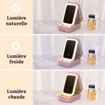 Boîte à Bijoux Personnalisée avec Personnage Nom et Fleur de Naissance Cadeau avec Miroir de Maquillage LED Tricolore pour Femme
