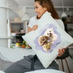 Personligt kuddfodral med foto av husdjur med namn Minnesmärke Sympatigåva för katt- och hundälskare