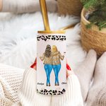 Personalised Floral Leopard Badass Sister Cartoon 20oz Frosted Name Glass Cup with Bamboo Lid and Straw Birthday Gift for Besties Friends