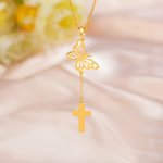 Personalized Dainty Birth Month Butterfly Cross Necklace Christian Jewellery Birthday Gift for Women
