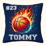 Taie d'Oreiller Personnalisée avec Nom Numéro à Motif Balle de Sport Bourrage à Choix Cadeau Anniversaire Noël pour Amateur de Sport de Balle