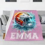 Personalized Neon Hockey Sports Design Soft Throw Blanket with Name Game Day Birthday Gift for Team Hockey Lovers