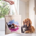 Personalized Pet Photo Reusable Large Canvas Tote Bag Gift for Pet Lovers
