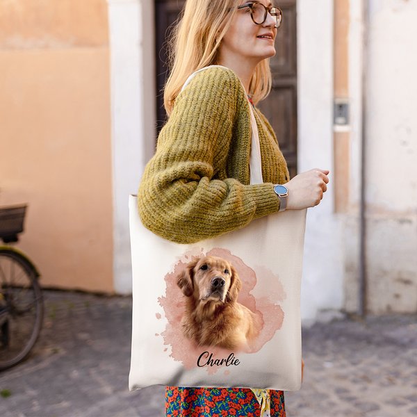 Personalised Pet Photo Reusable Large Canvas Tote Bag Gift for Pet Lovers