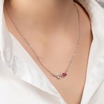 Minimalista personalizado Tulipán Birthstone collar con nombre de lado Navidad Día de la Madre Cumpleaños de regalo para las mujeres