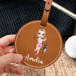 Personalised Cartoon Character PU Leather Golf Tee Holder Storage Bag with Name Golf Accessory Birthday Gift for Golfer Golf Player