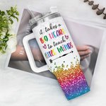 Personalised Faux Glitter Crayon Design 40oz Tumbler with Name Lid and Straw Appreciation Teacher's Day Gift for Teacher