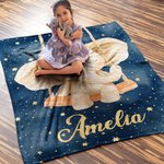 Personalized Cute Starry Night Elephant Soft Throw Blanket with Name Home Decor Birthday Gift for Kids