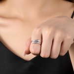 Personalised Birthstone Love Embrace Hug Adjustable Ring with Engraved Name and Card Dainty Jewellery Birthday Anniversary Gift for Women