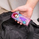 Personalized Cartoon Girl Woman Character Set of 2 Glitter Luggage Handle Wraps with Name and Contact Card Travel Accessories BIrthday Gift for Her