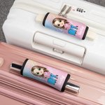 Personalized Cartoon Girl Woman Character Set of 2 Glitter Luggage Handle Wraps with Name and Contact Card Travel Accessories BIrthday Gift for Her