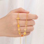 Personalisierte Sideway Kreuz Emaille 1-10 Geburt Blumen Halskette Christian Schmuck Weihnachten Geburtstag Geschenk für Frauen