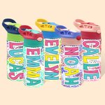 Personalised Bright Rainbow Name 12oz Kid Water Bottle with Silicone Straw and Spill-Proof Lid Back to School Outdoor Accessories Gift for Kids