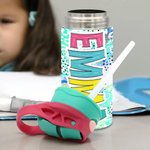 Personalised Bright Rainbow Name 12oz Kid Water Bottle with Silicone Straw and Spill-Proof Lid Back to School Outdoor Accessories Gift for Kids