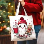 Spersonalizowana czapka z daszkiem Gingerbread Candy Cane Snowflakes Torba płócienna z imieniem Urodziny Boże Narodzenie Prezent dla przyjaciela rodziny