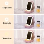 Personalisiertes Cartoon-Figur PU-Leder Schmuckkästchen mit LED Schminkspiegel Dreifarbig Einstellbar Reise Geburtstag Geschenk für Damen