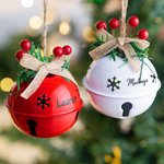 Personalizzato fiocco di neve Jingle Bell Holly Berry Spago Ornamento con nome inciso Albero di Natale Decor Festa regalo per bambini famiglia