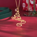 Collier Minimaliste Personnalisé avec Pierre de Naissance Bijoux d'Hiver Cadeau de Noël pour Femmes