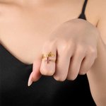 Personalizado Dainty Faith Birthstone Cross Anillo ajustable con nombre Christian Joyería Bautizo Cumpleaños Regalo de Navidad para las mujeres