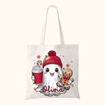 Spersonalizowana czapka z daszkiem Gingerbread Candy Cane Snowflakes Torba płócienna z imieniem Urodziny Boże Narodzenie Prezent dla przyjaciela rodziny